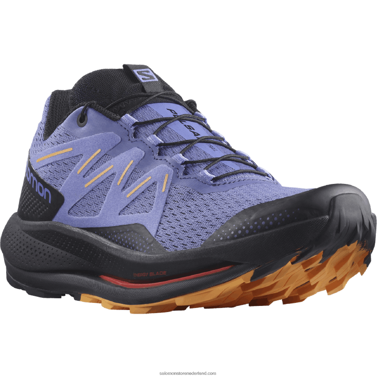 trailrunningschoenen voor dames - pulsar trail Salomon 22DD81510 fluwelen ochtend/zwart/vlammend oranje