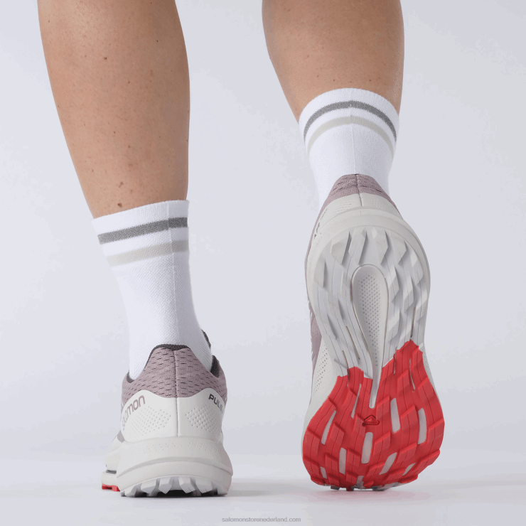 trailrunningschoenen voor dames - pulsar trail Salomon 22DD81512 kwartel/maansteen/poppy rood
