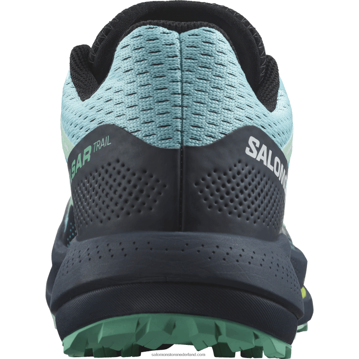 trailrunningschoenen voor dames - pulsar trail Salomon 22DD81513 blauwe uitstraling/koolstof/yucca