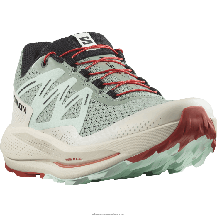 trailrunningschoenen voor dames - pulsar trail Salomon 22DD81514 lelieblad/gebleekte aqua/hete saus