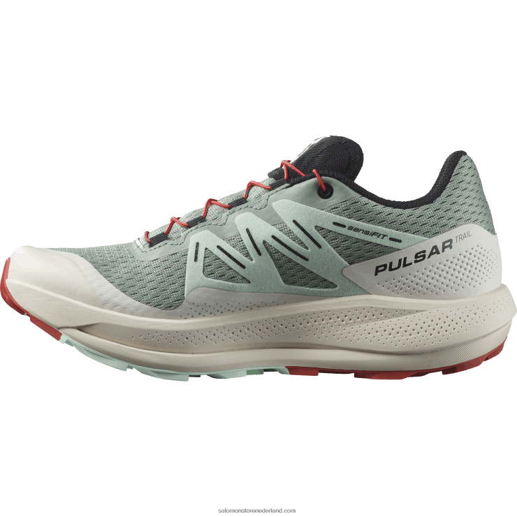 trailrunningschoenen voor dames - pulsar trail Salomon 22DD81514 lelieblad/gebleekte aqua/hete saus