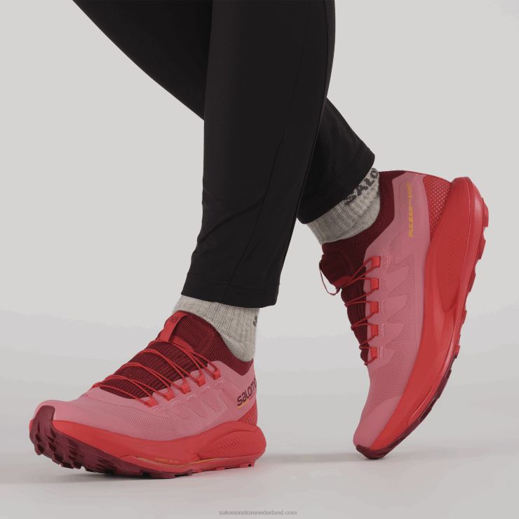 trailrunningschoenen voor dames - pulsar trail pro Salomon 22DD81533 theeroos/fietsrood/vlammend oranje