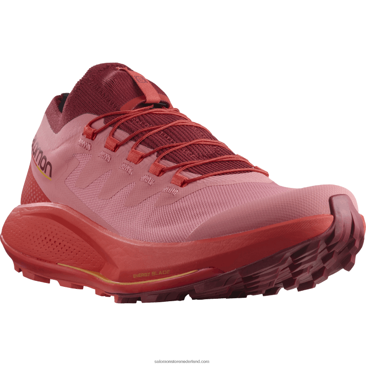 trailrunningschoenen voor dames - pulsar trail pro Salomon 22DD81533 theeroos/fietsrood/vlammend oranje