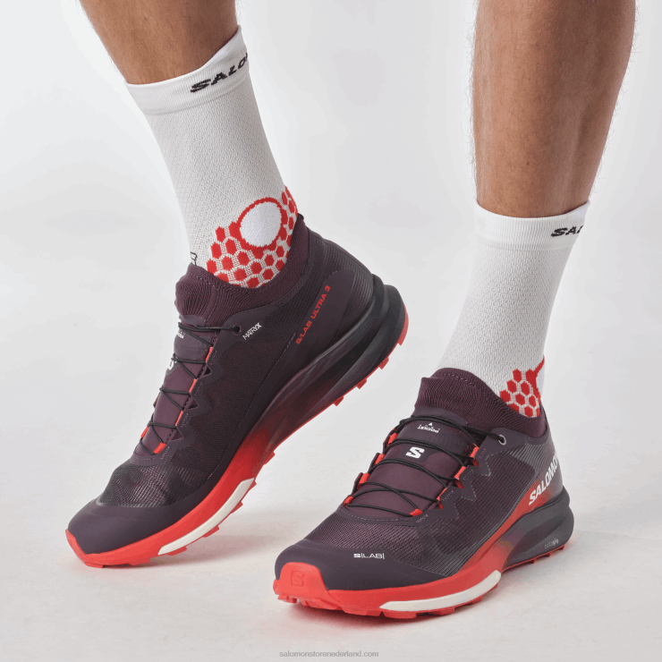 trailrunningschoenen voor dames - s/lab ultra 3 Salomon 22DD81508 pruim perfect/vurig rood/wit