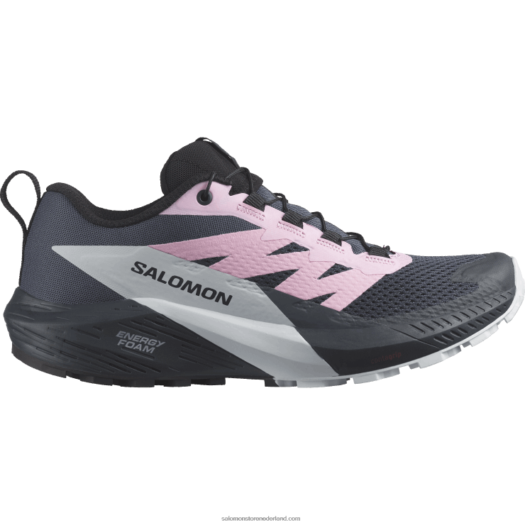 trailrunningschoenen voor dames - sense ride 5 Salomon 22DD81495 Oost-Indische inkt/lila zakje/arctisch ijs