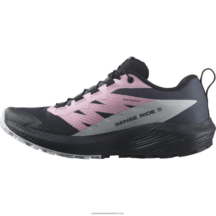 trailrunningschoenen voor dames - sense ride 5 Salomon 22DD81495 Oost-Indische inkt/lila zakje/arctisch ijs