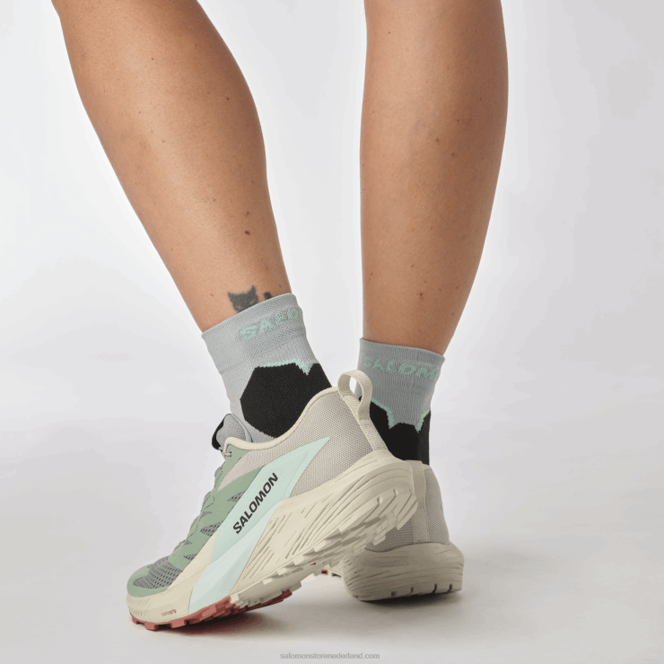 trailrunningschoenen voor dames - sense ride 5 Salomon 22DD81496 lelieblad/regenachtige dag/gebleekte aqua