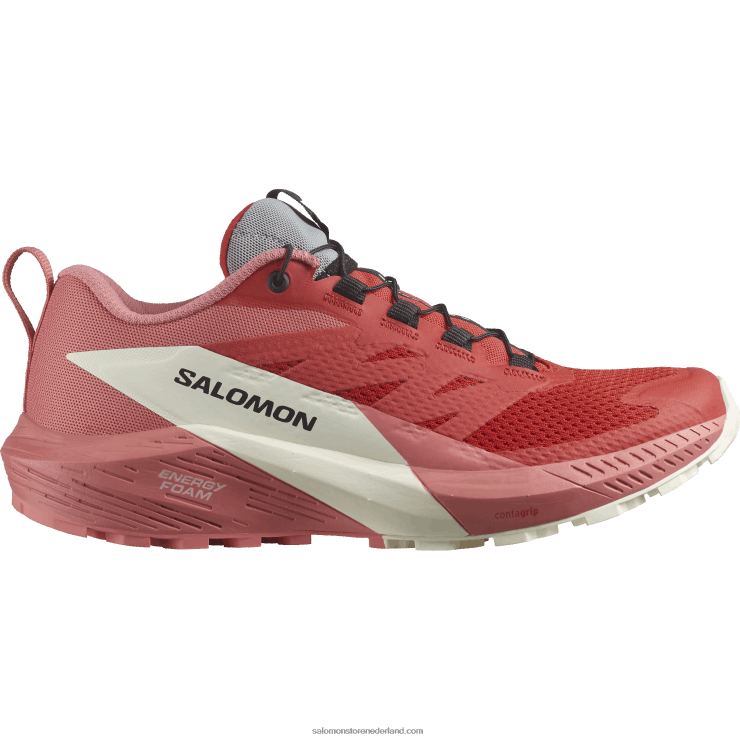 trailrunningschoenen voor dames - sense ride 5 Salomon 22DD81498 theeroos/vurig rood/vanille-ijs