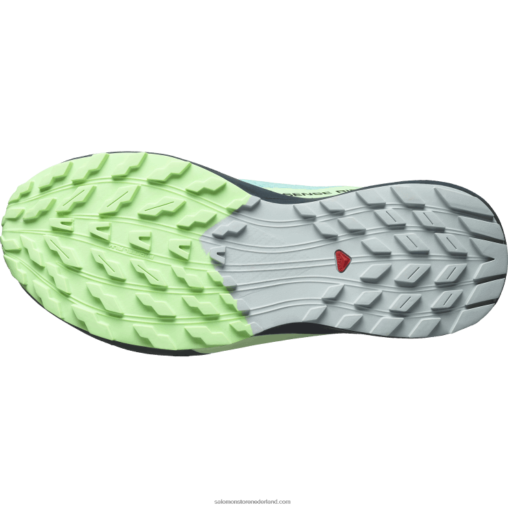 trailrunningschoenen voor dames - sense ride 5 gore-tex Salomon 22DD81528 blauwe uitstraling/groene as/oostindische inkt