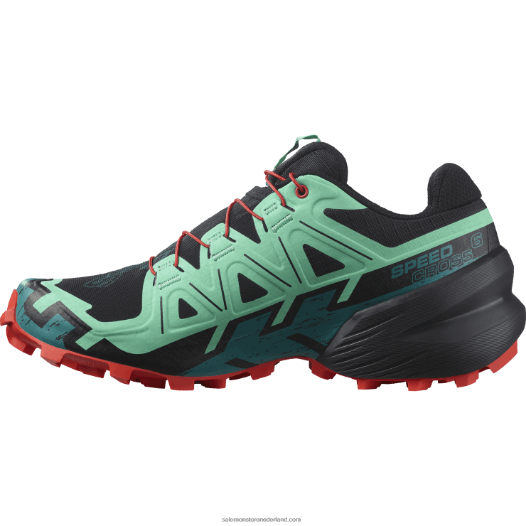 trailrunningschoenen voor dames - speedcross 6 Salomon 22DD81503 zwart/biscay groen/vurig rood