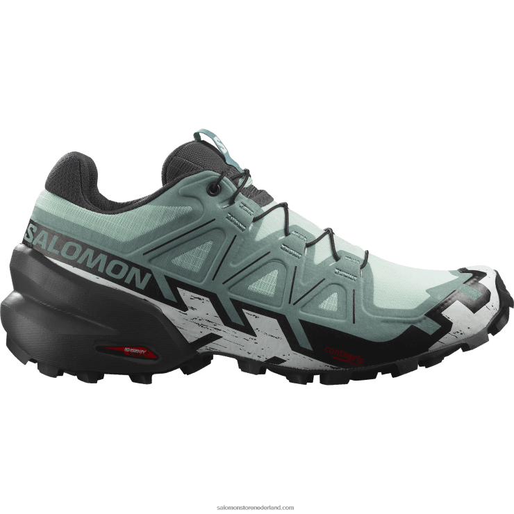 trailrunningschoenen voor dames - speedcross 6 Salomon 22DD81505 yucca/ebbenhout/wit
