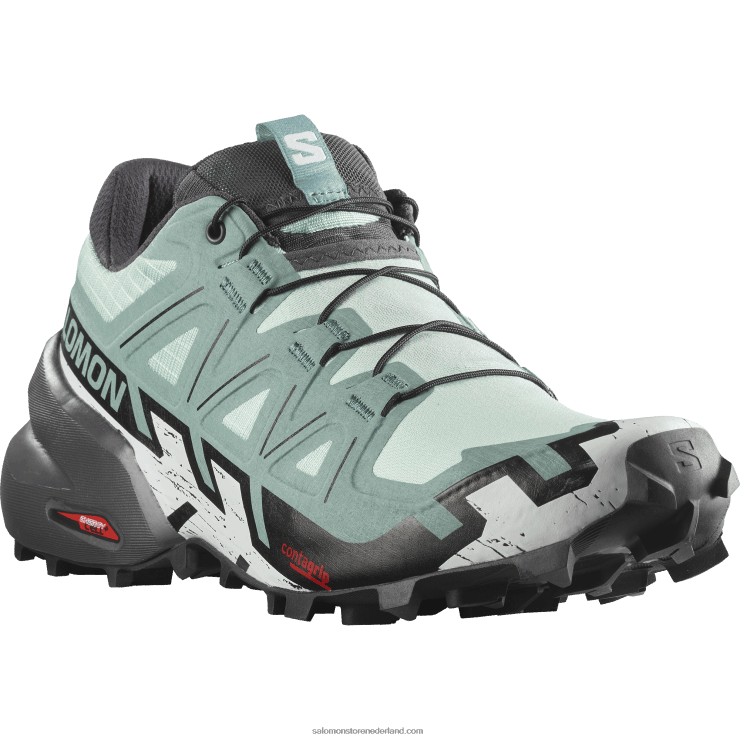 trailrunningschoenen voor dames - speedcross 6 Salomon 22DD81505 yucca/ebbenhout/wit