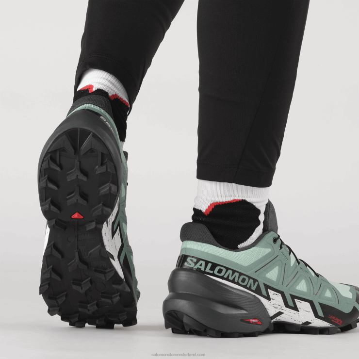 trailrunningschoenen voor dames - speedcross 6 Salomon 22DD81505 yucca/ebbenhout/wit