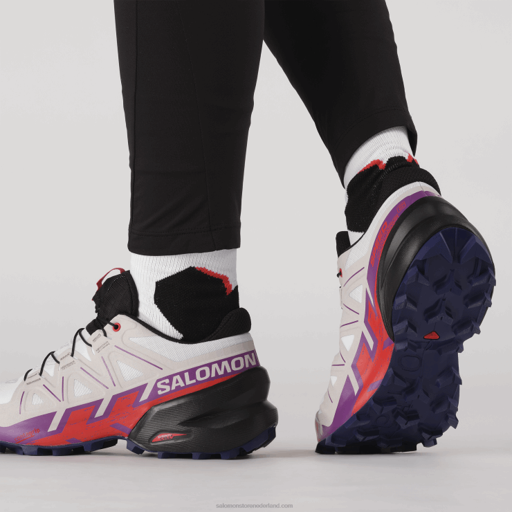 trailrunningschoenen voor dames - speedcross 6 Salomon 22DD81506 wit/sprankelend druif/vurig rood