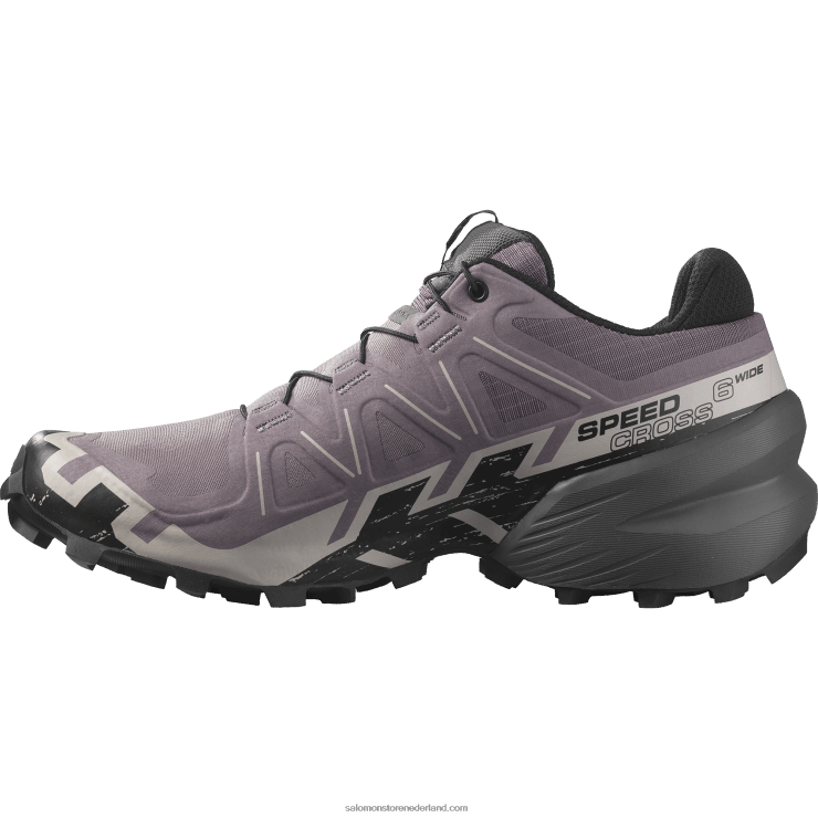 trailrunningschoenen voor dames - speedcross 6 breed Salomon 22DD81522 maanlandschap/zwart/as van rozen
