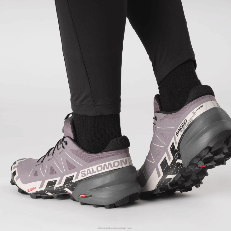trailrunningschoenen voor dames - speedcross 6 breed Salomon 22DD81522 maanlandschap/zwart/as van rozen