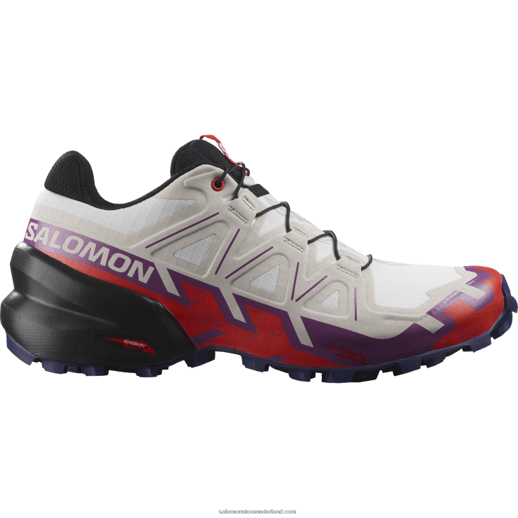 trailrunningschoenen voor dames - speedcross 6 breed Salomon 22DD81523 wit/sprankelend druif/vurig rood