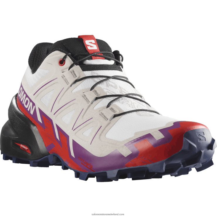 trailrunningschoenen voor dames - speedcross 6 breed Salomon 22DD81523 wit/sprankelend druif/vurig rood