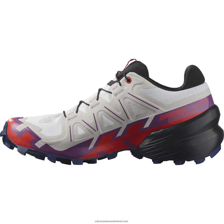 trailrunningschoenen voor dames - speedcross 6 breed Salomon 22DD81523 wit/sprankelend druif/vurig rood