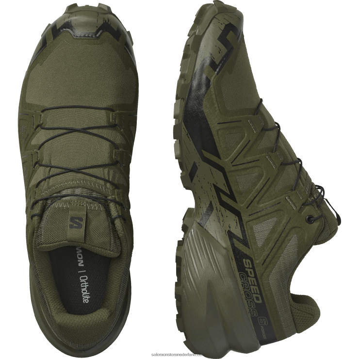 trailrunningschoenen voor dames - speedcross 6 krachten Salomon 22DD8803 boswachter groen/zwart