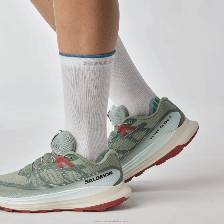 trailrunningschoenen voor dames - ultraglide 2 Salomon 22DD81489 lelieblad/gebleekte aqua/hete saus