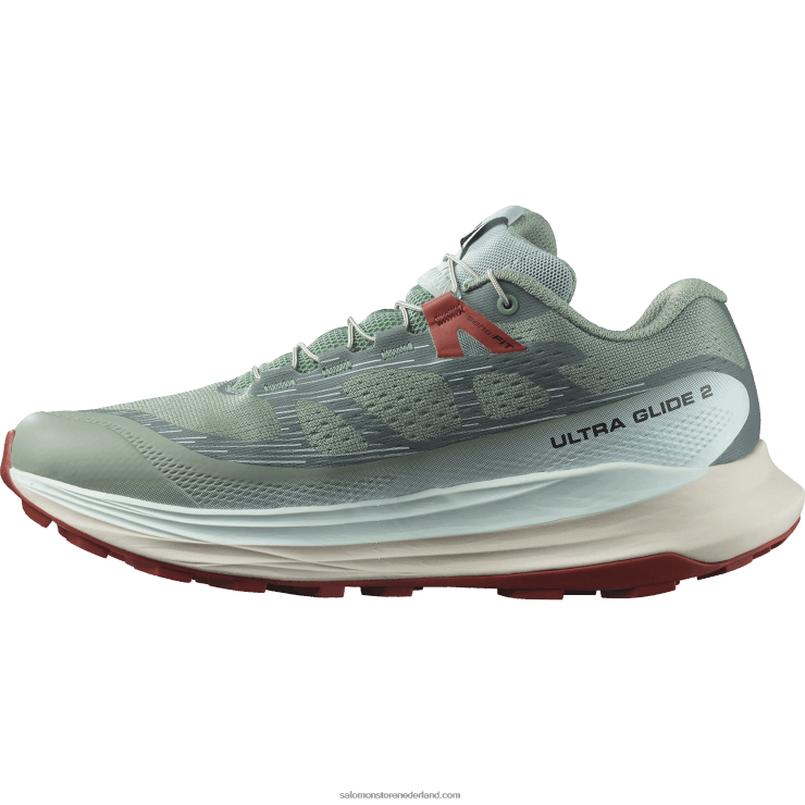 trailrunningschoenen voor dames - ultraglide 2 Salomon 22DD81489 lelieblad/gebleekte aqua/hete saus