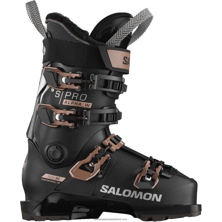 damesschoenen voor op de piste - s/pro alpha 90 Salomon 22DD81029 zwart/roze goud metallic/zilver