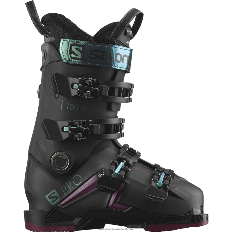 damesschoenen voor op de piste - s/pro mv 100 Salomon 22DD81030 zwart/bordeaux/shift groen