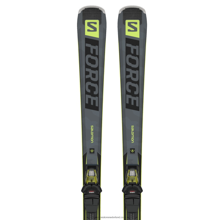 skipakket voor dames op de piste - s/force fx.76 (en m11) Salomon 22DD81015 zwart/pastel neon limoen 1/castelrock