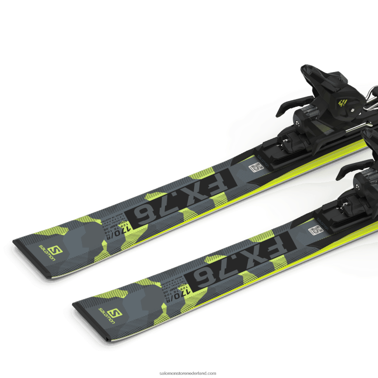 skipakket voor dames op de piste - s/force fx.76 (en m11) Salomon 22DD81015 zwart/pastel neon limoen 1/castelrock