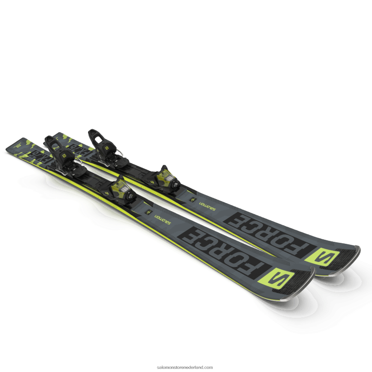 skipakket voor dames op de piste - s/force fx.76 (en m11) Salomon 22DD81015 zwart/pastel neon limoen 1/castelrock