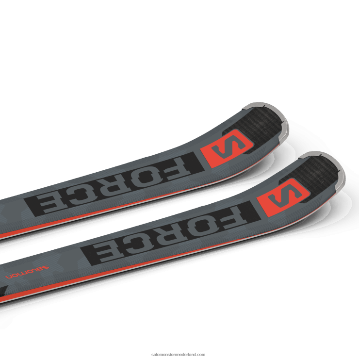 skipakket voor dames op de piste - s/force fx.80 (en m11) Salomon 22DD81025 zwart/neon koraal/castelrock