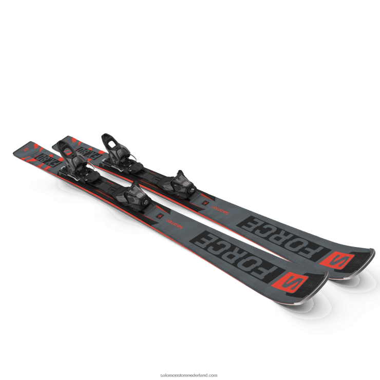 skipakket voor dames op de piste - s/force fx.80 (en m11) Salomon 22DD81025 zwart/neon koraal/castelrock