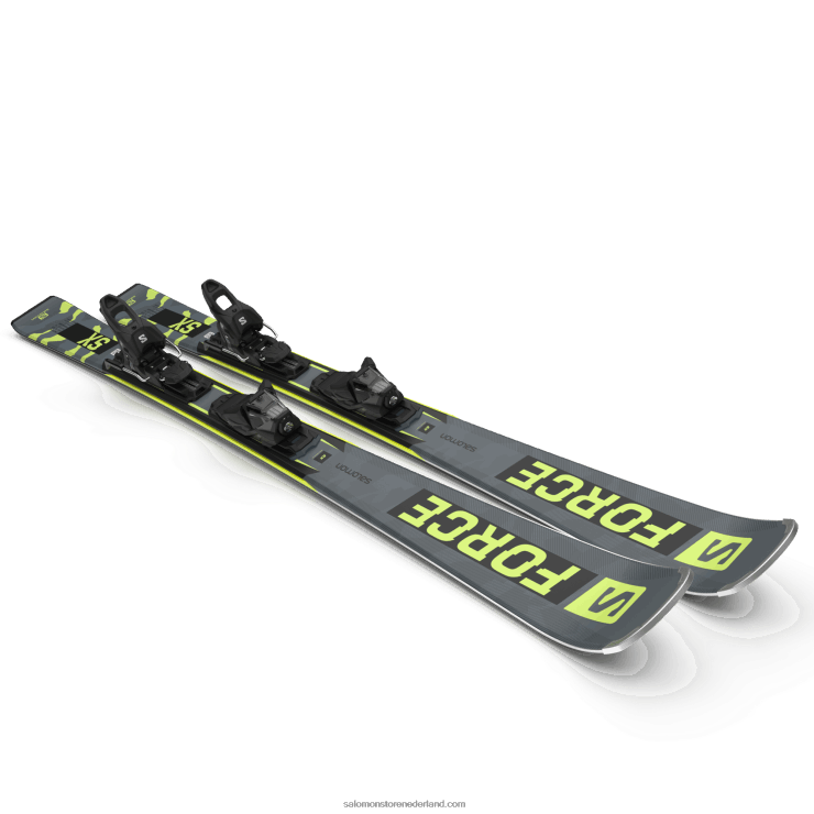 skipakket voor dames op de piste - s/force sx (en m10) Salomon 22DD81019 castelrock/pastel neon limoen 1/zwart