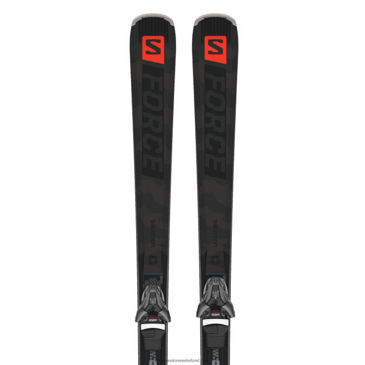 skipakket voor dames op de piste - s/force ti.80 (en z12) Salomon 22DD81023 zwart/neon koraal/castelrock