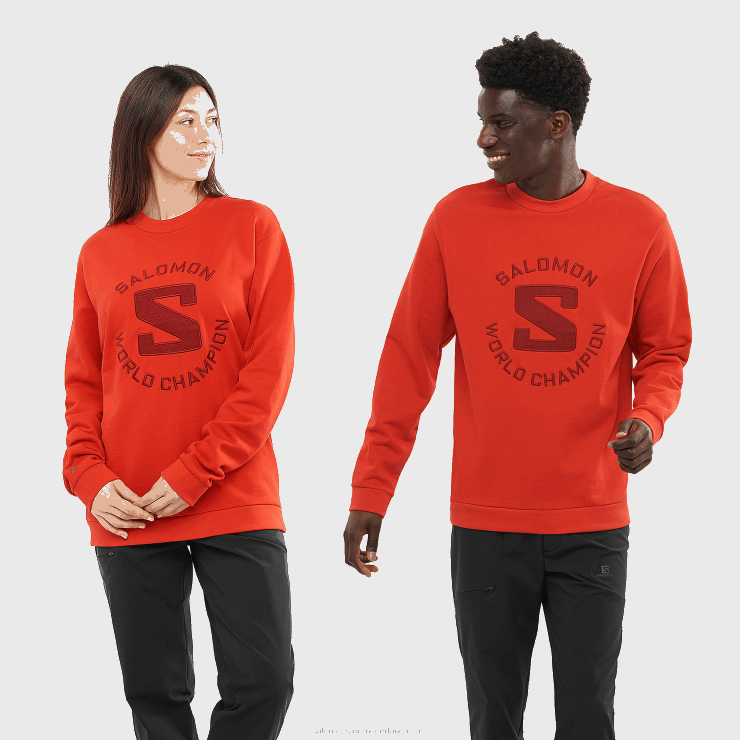 dames pullover met ronde hals - outlife logo zomer Salomon 22DD8875 uitstraling oranje