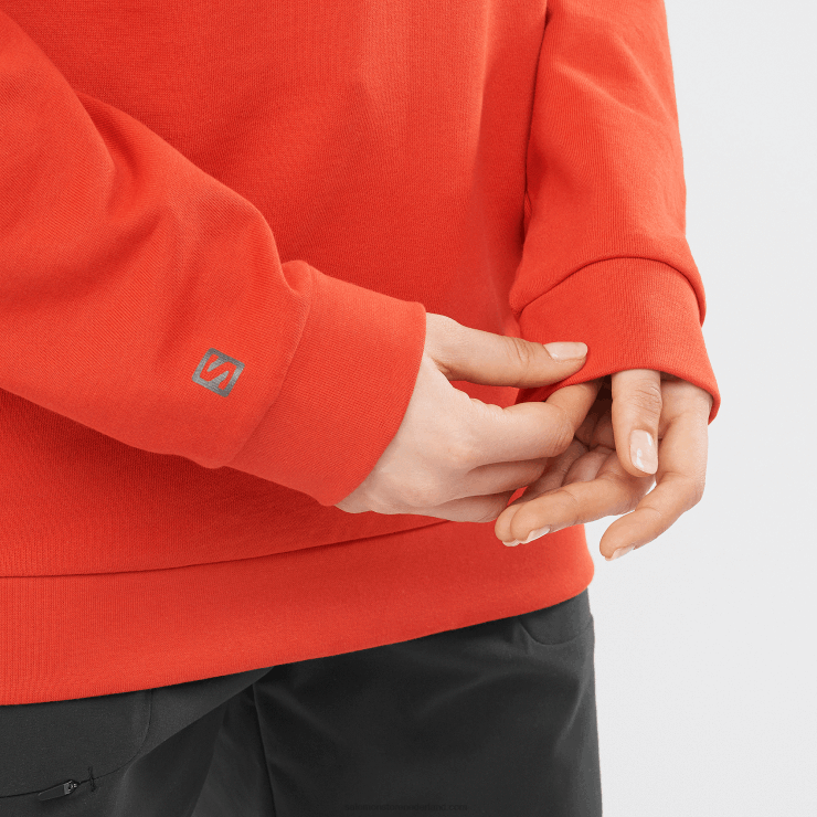 dames pullover met ronde hals - outlife logo zomer Salomon 22DD8875 uitstraling oranje