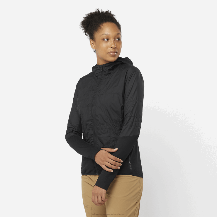 damestussenlaagjack met capuchon - all season hybride Salomon 22DD8876 diep zwart