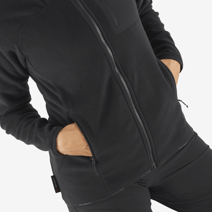 damestussenlaagjack met capuchon - omtrek polartec Salomon 22DD8861 diep zwart