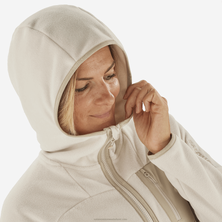 damestussenlaagjack met capuchon - omtrek polartec Salomon 22DD8862 regenachtige dag/plaza taupe
