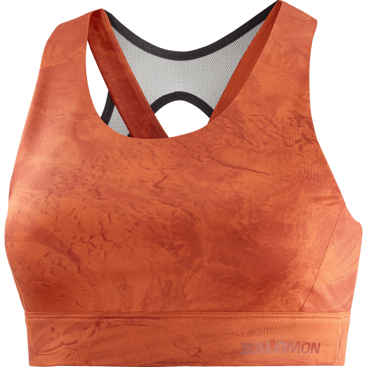 sportbeha voor dames - cross run Salomon 22DD8933 gebrande oker/gebrande henna/oa