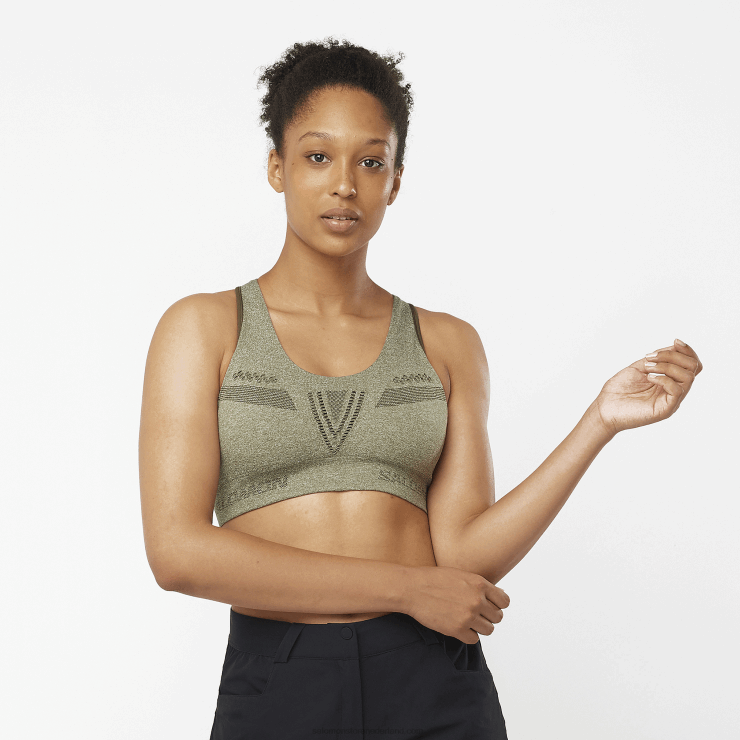 sportbeha voor dames - essential move on naadloos Salomon 22DD8938 druivenblad/heide