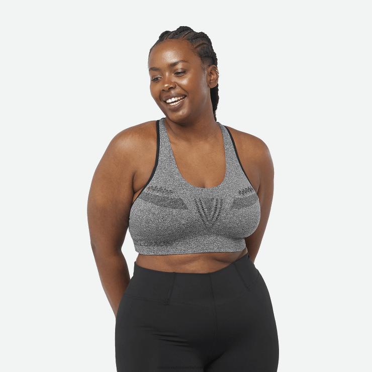 sportbeha voor dames - essential move on naadloos Salomon 22DD8939 diep zwart/heide/reflecterend zilver