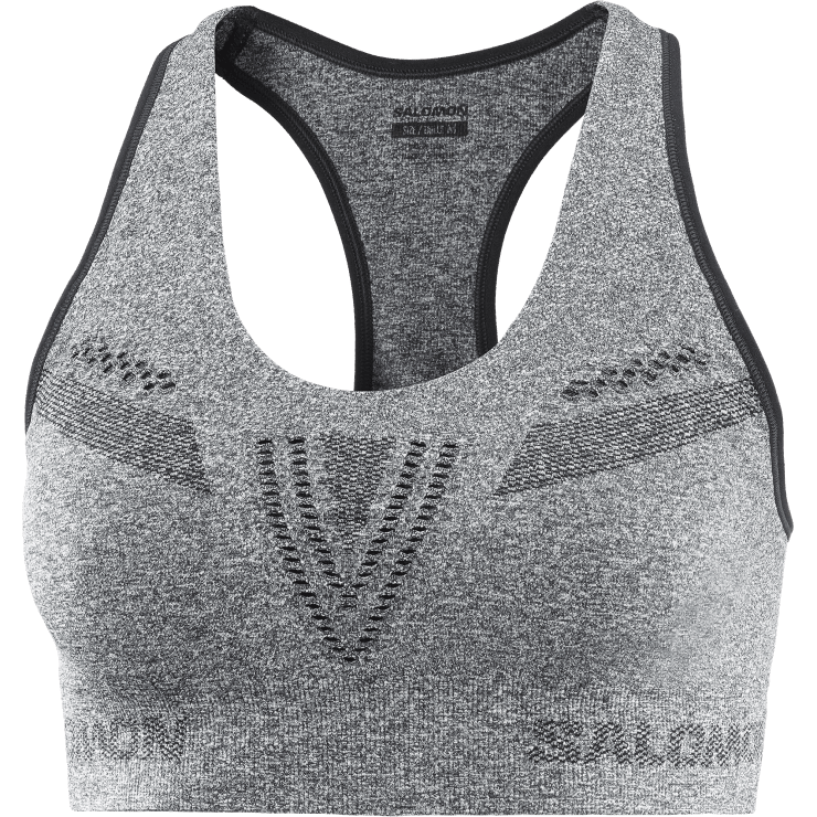 sportbeha voor dames - essential move on naadloos Salomon 22DD8939 diep zwart/heide/reflecterend zilver