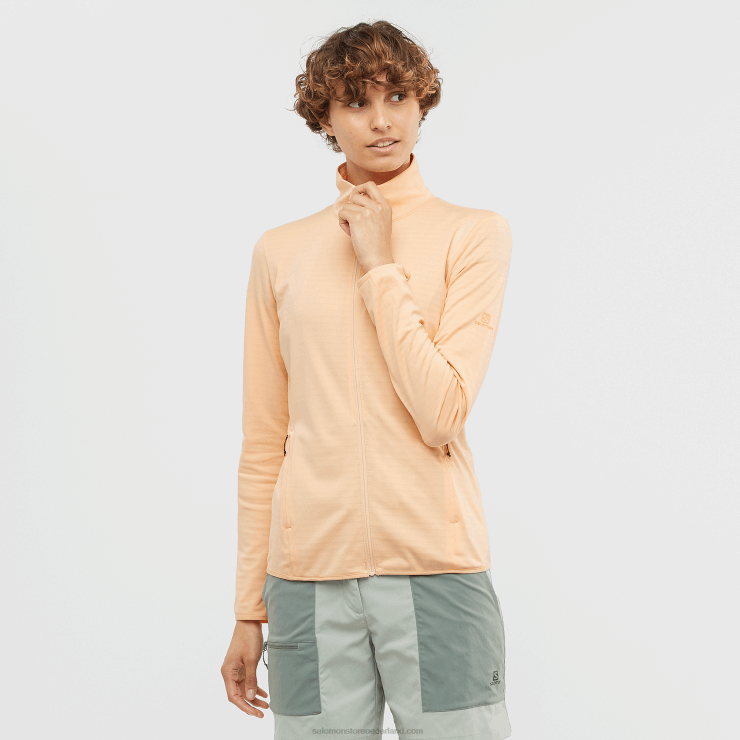 tussenlaagjack met volledige rits voor dames - essentieel lichtwarm Salomon 22DD8865 abrikozen ijs