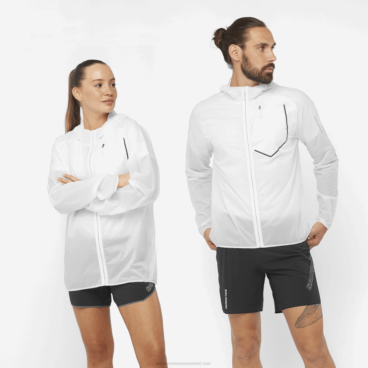 windjack voor dames - bonatti aero wind Salomon 22DD8849 wit/diep zwart