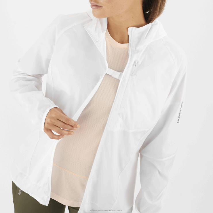 windjack voor dames - bonatti cross wind Salomon 22DD8853 wit