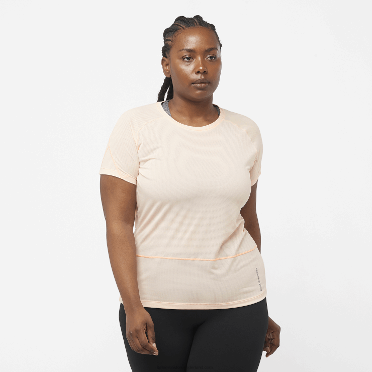 dames T-shirt met korte mouwen - cross run Salomon 22DD8878 cremebruin/heide