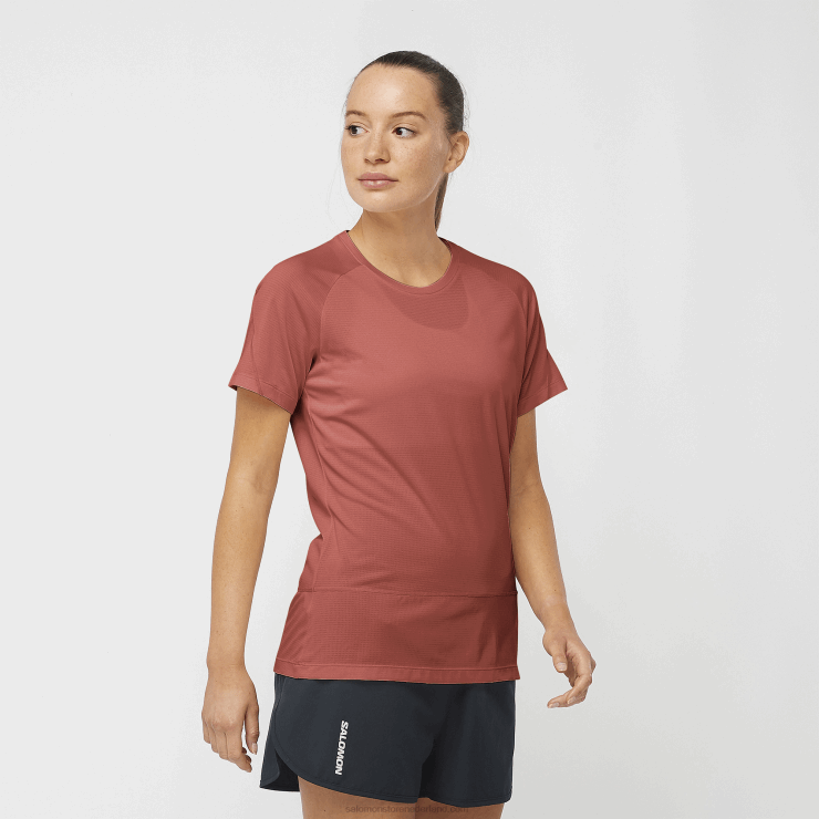 dames T-shirt met korte mouwen - cross run Salomon 22DD8881 hete saus
