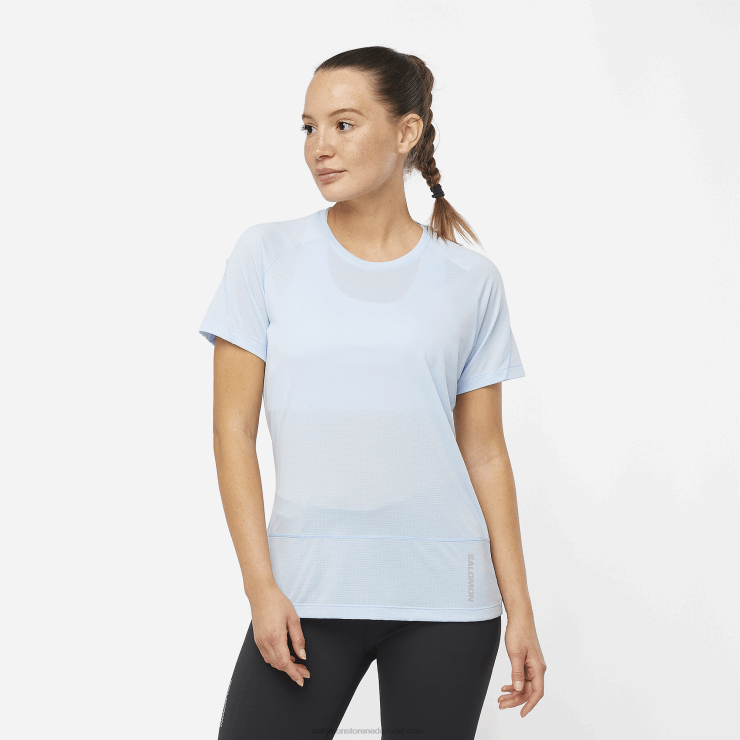 dames T-shirt met korte mouwen - cross run Salomon 22DD8882 chambray blauw/heide